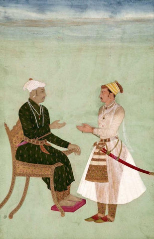 Portrait of Marharja Jai Singh White Modern Wood Framed Art Print with Double Matting by Bikaner, Ustad Murad