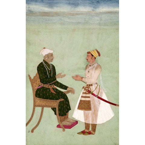 Portrait of Marharja Jai Singh Black Modern Wood Framed Art Print by Bikaner, Ustad Murad