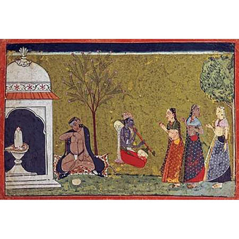 Illustration From a Madhavanala Kamakandala Series Gold Ornate Wood Framed Art Print with Double Matting by Bilaspur