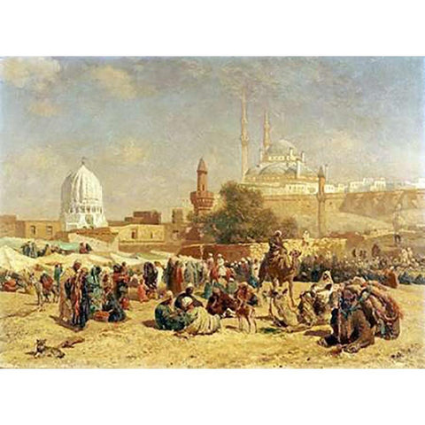 Outside Cairo Gold Ornate Wood Framed Art Print with Double Matting by Biseo, Cesare