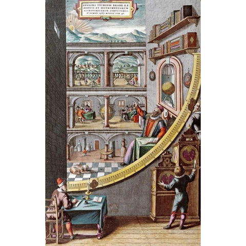 Astronomer Tycho Brahe Gold Ornate Wood Framed Art Print with Double Matting by Blaeu, Johannes