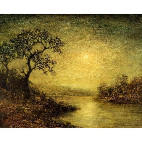 Moonlit Landscape White Modern Wood Framed Art Print by Blakelock, Ralph Albert