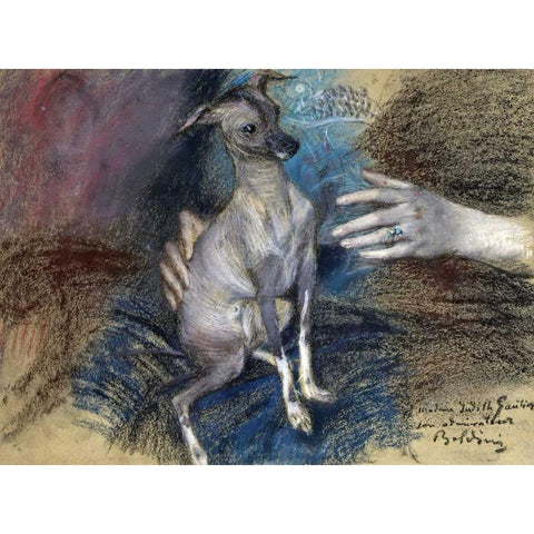 Elegante Au Chien White Modern Wood Framed Art Print by Boldini, Giovanni