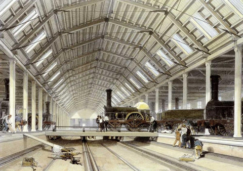 Engine House, Swindon White Modern Wood Framed Art Print with Double Matting by Bourne, John C.