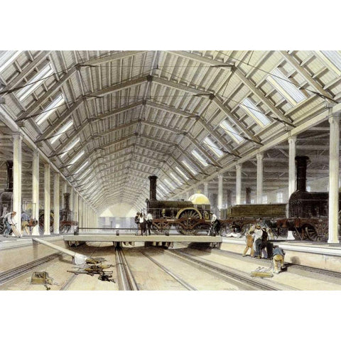 Engine House, Swindon Black Modern Wood Framed Art Print by Bourne, John C.