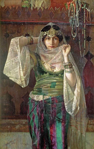The Queen of The Harem Black Ornate Wood Framed Art Print with Double Matting by Bredt, Ferdinand Max