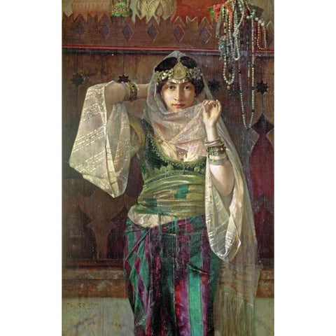 The Queen of The Harem Black Modern Wood Framed Art Print by Bredt, Ferdinand Max