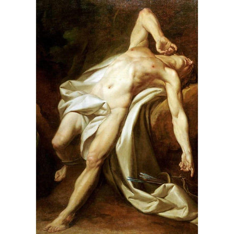 Saint Sebastian Black Modern Wood Framed Art Print with Double Matting by Brenet, Nicolas-Guy