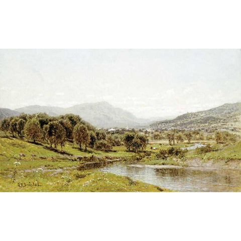 Monument Mountain From The Berkshire Meadows Gold Ornate Wood Framed Art Print with Double Matting by Bristol, John Bunyan