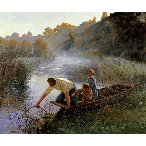 The Fishermans Family Gold Ornate Wood Framed Art Print with Double Matting by Brouillet, Pierre Andre