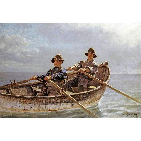 Heading Out Gold Ornate Wood Framed Art Print with Double Matting by Brown, John George