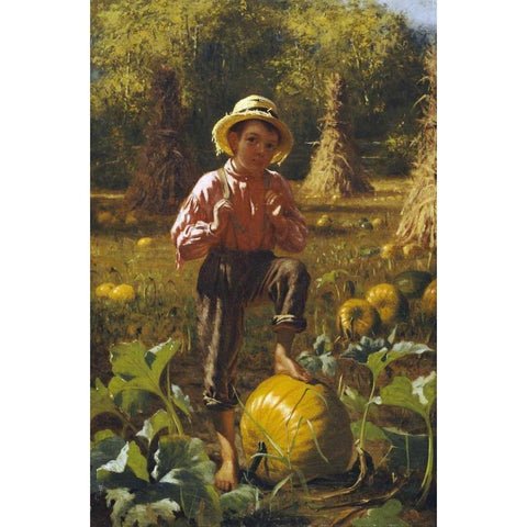 Thats Me Pumpkin Gold Ornate Wood Framed Art Print with Double Matting by Brown, John George