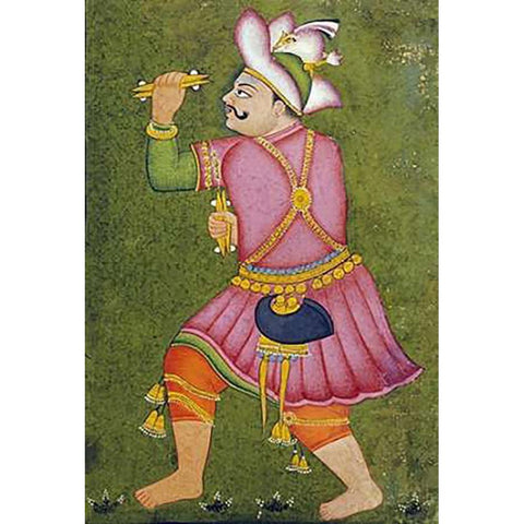 Portrait of a Jester Gold Ornate Wood Framed Art Print with Double Matting by Bundi