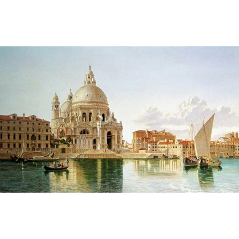The Santa Maria Della Salute, Venice White Modern Wood Framed Art Print by Burnett, William Hickling