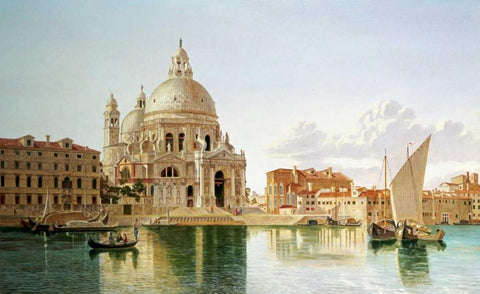 The Santa Maria Della Salute, Venice Black Ornate Wood Framed Art Print with Double Matting by Burnett, William Hickling