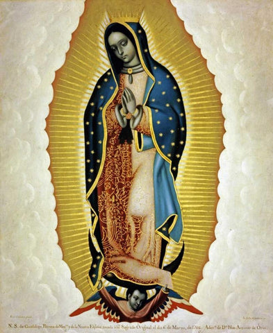 La Virgen De Guadalupe White Modern Wood Framed Art Print with Double Matting by Cabrera, Miguel