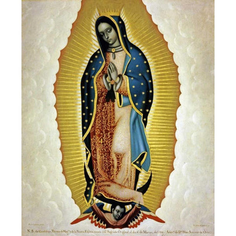 La Virgen De Guadalupe Black Modern Wood Framed Art Print with Double Matting by Cabrera, Miguel