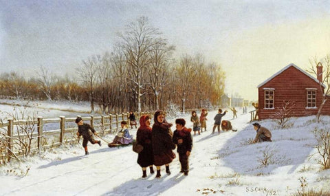 Schools Out Black Ornate Wood Framed Art Print with Double Matting by Carr, Samuel S.