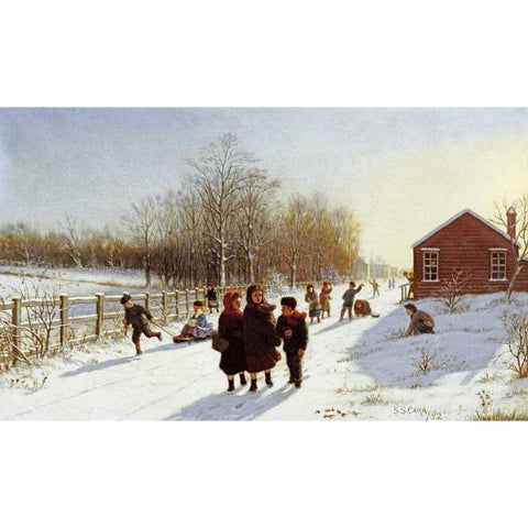 Schools Out Gold Ornate Wood Framed Art Print with Double Matting by Carr, Samuel S.