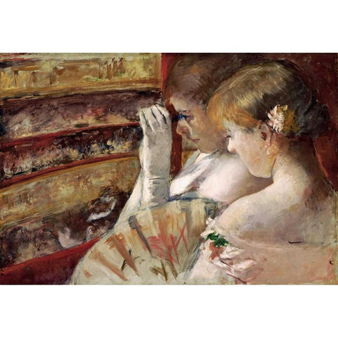 In The Box Gold Ornate Wood Framed Art Print with Double Matting by Cassatt, Mary