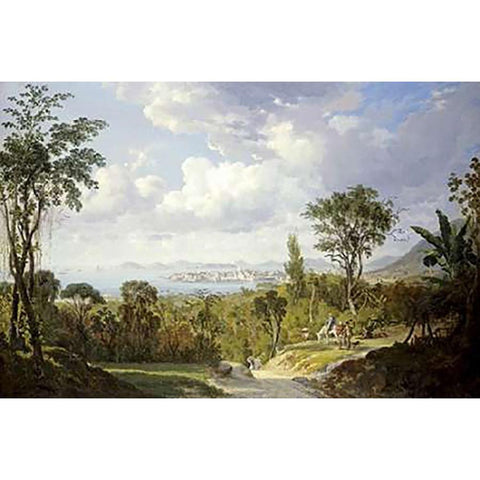 Vista General De Panama Gold Ornate Wood Framed Art Print with Double Matting by Charton, Ernest