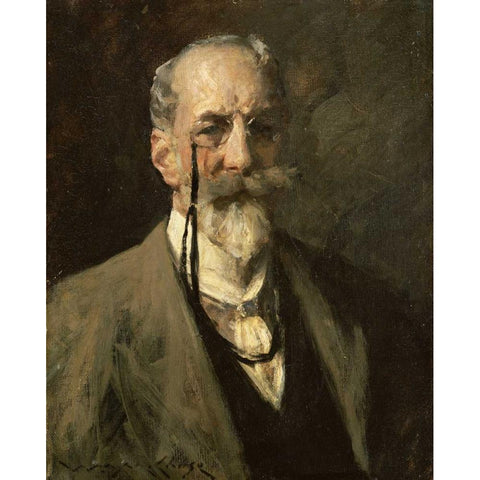 Self-Portrait White Modern Wood Framed Art Print by Chase, William Merritt