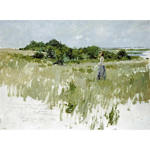 Shinnecock Hills Black Modern Wood Framed Art Print by Chase, William Merritt