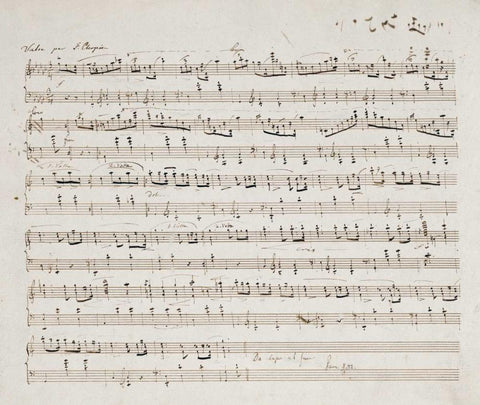 Valse Opus 70 No.1 In G Flat Major Black Ornate Wood Framed Art Print with Double Matting by Chopin, Fryderyk