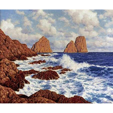 The Rocks at Capri White Modern Wood Framed Art Print by Choultse, Ivan Federovich