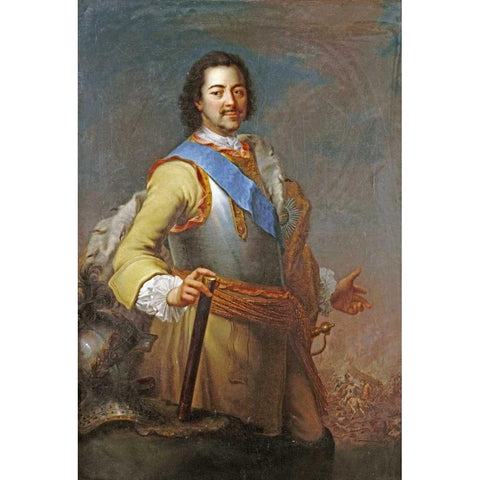Portrait of Peter The Great Gold Ornate Wood Framed Art Print with Double Matting by Clementi, Maria Giovanna Battista