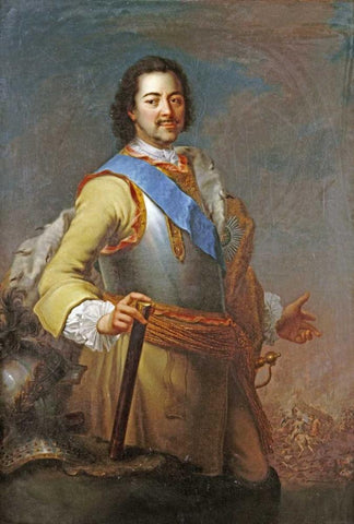 Portrait of Peter The Great White Modern Wood Framed Art Print with Double Matting by Clementi, Maria Giovanna Battista