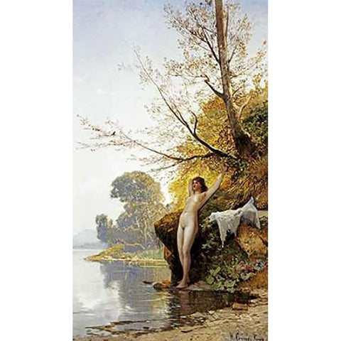 The Bather Black Modern Wood Framed Art Print with Double Matting by Corrodi, Hermann David Salomon