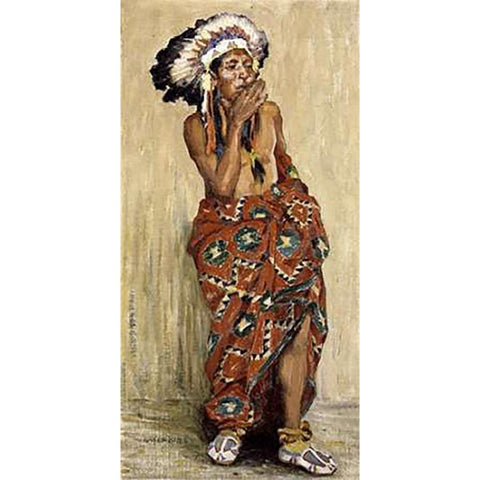 Indian With Blanket White Modern Wood Framed Art Print by Couse, Eanger Irving