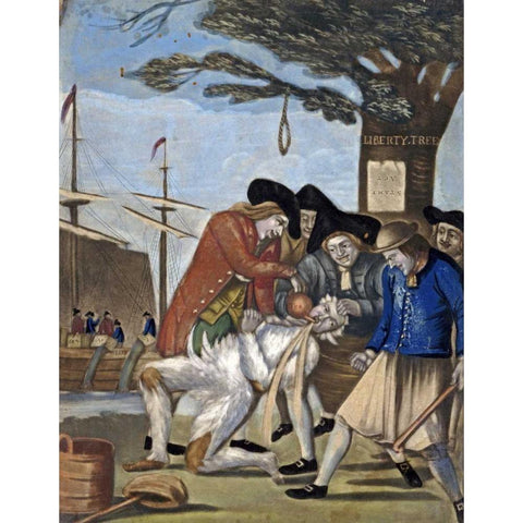 Tarring and Feathering White Modern Wood Framed Art Print by Dawe, Philip