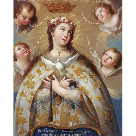 Coronation of The Virgin Black Modern Wood Framed Art Print by De Paez, Jose