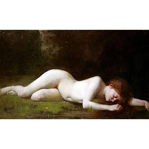 Biblis Changing Into a Fountain White Modern Wood Framed Art Print by De Pujol, Abel