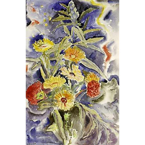 Spray of Flowers Gold Ornate Wood Framed Art Print with Double Matting by Demuth, Charles