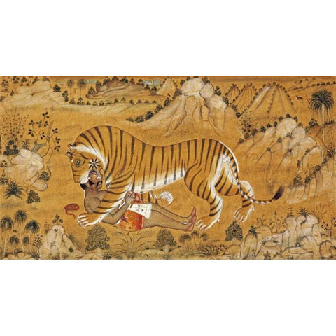 The Revenge of The Hunted Gold Ornate Wood Framed Art Print with Double Matting by Devgarh