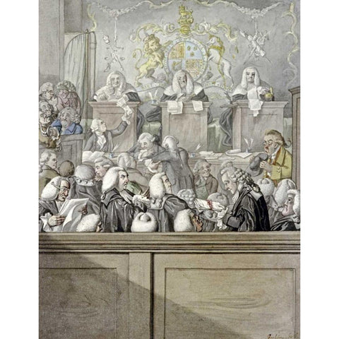 The Lawyers All Alive In Westminster Hall White Modern Wood Framed Art Print by Dighton, Robert