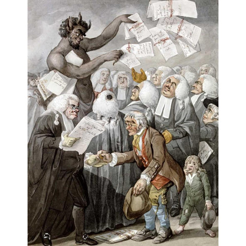 The Devil Among Lawyers White Modern Wood Framed Art Print by Dighton, Robert