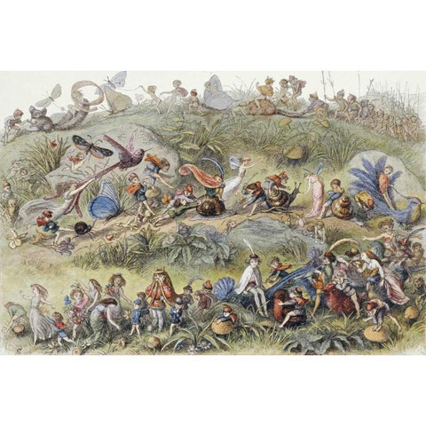 Triumphal March of The Elf King White Modern Wood Framed Art Print by Doyle, Richard