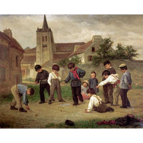 Hopscotch Black Modern Wood Framed Art Print by Duverger, Theophile Emmanuel