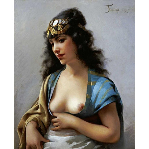 An Eastern Beauty Black Modern Wood Framed Art Print with Double Matting by Falero, Luis Riccardo