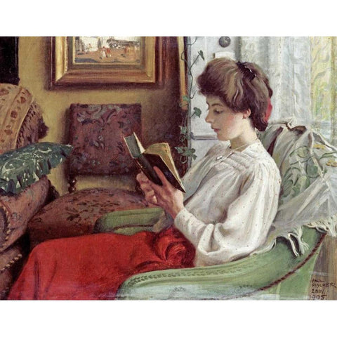 A Good Book White Modern Wood Framed Art Print by Fischer, Paul