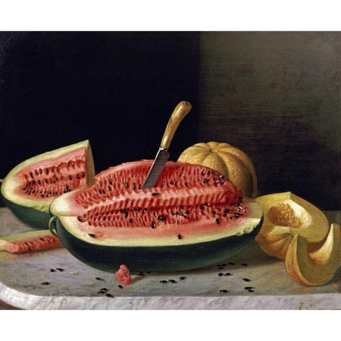 Ripe Melons Gold Ornate Wood Framed Art Print with Double Matting by Francis, John F.