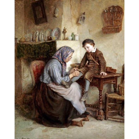 Worn Through White Modern Wood Framed Art Print by Frere, Edouard