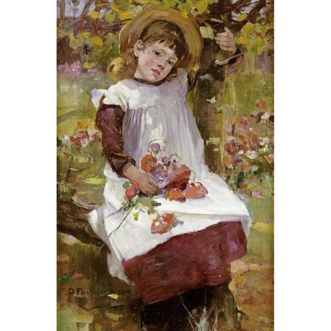 The Poppy Gatherer Black Modern Wood Framed Art Print by Fulton, David