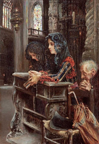 Interior of Seville Cathedral Black Ornate Wood Framed Art Print with Double Matting by Arnosa, Jose Gallegos