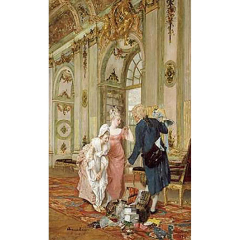 The Visiting Salesman Gold Ornate Wood Framed Art Print with Double Matting by Geiger, Caspar Augustin