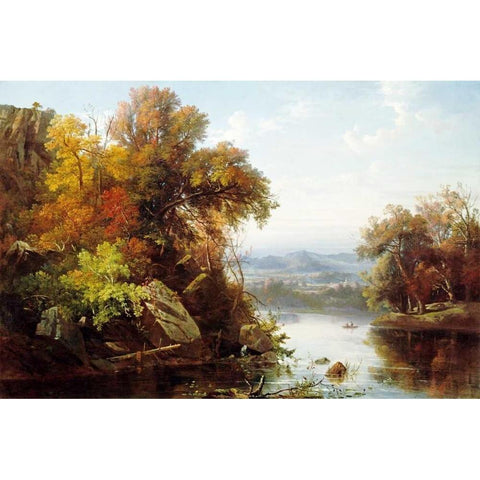 Indian Summer Gold Ornate Wood Framed Art Print with Double Matting by Gignoux, Francois Regis